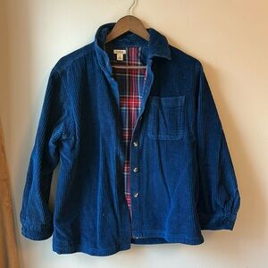 LL Bean Blue Corduroy Button Up - Flannel Lined - Men’s Small